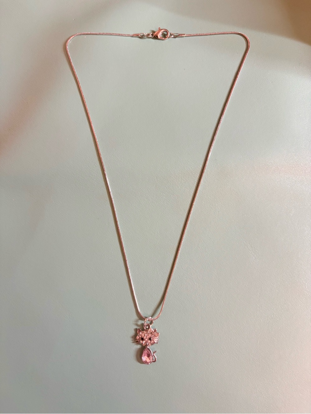 Pink Crystal Kitty Cat Pendant Necklace - Women Jewelry